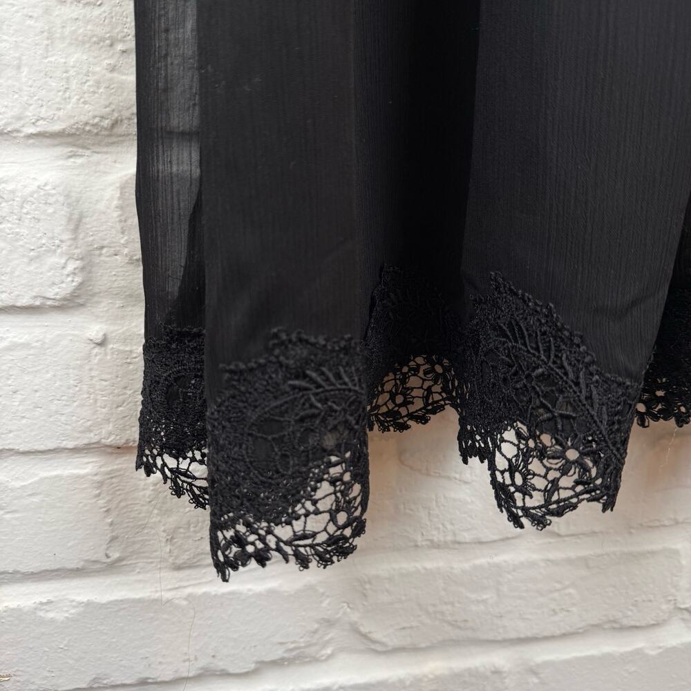 AllSaints Black Lace & Sheer Midi Dress - Picture 10 of 16